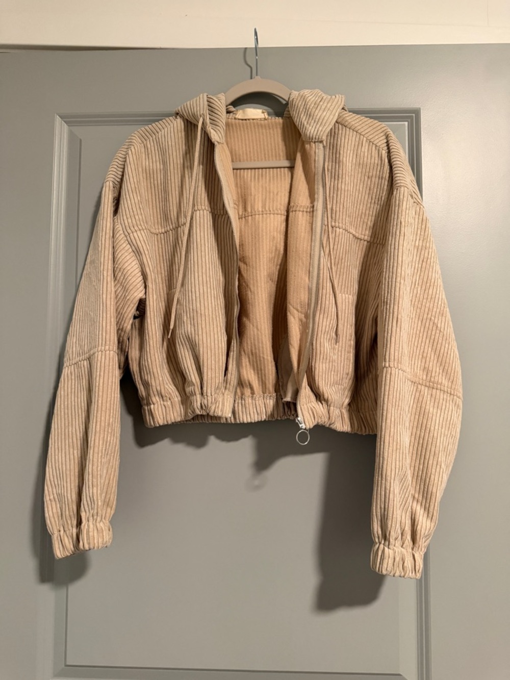 Altar'd State Beige Cropped Corduroy Jacket
